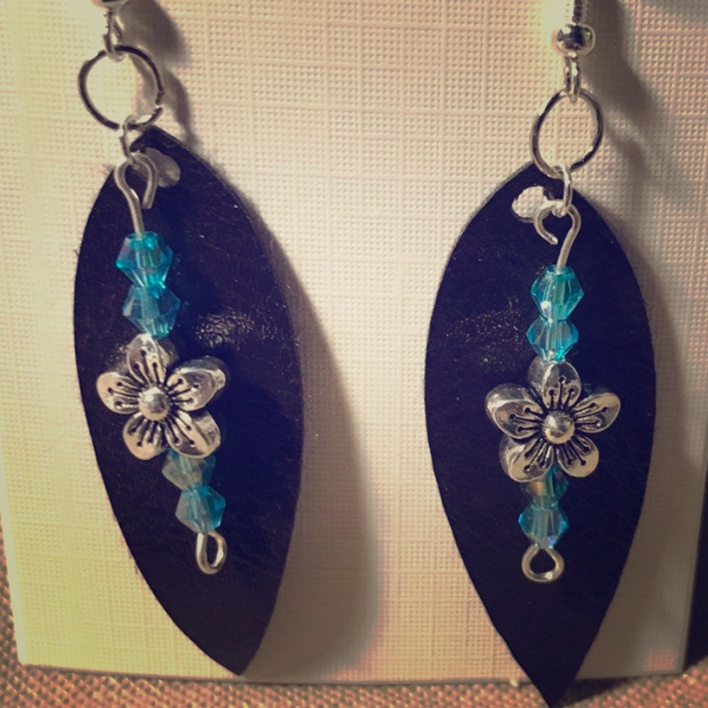 Handcrafted faux leather earrings